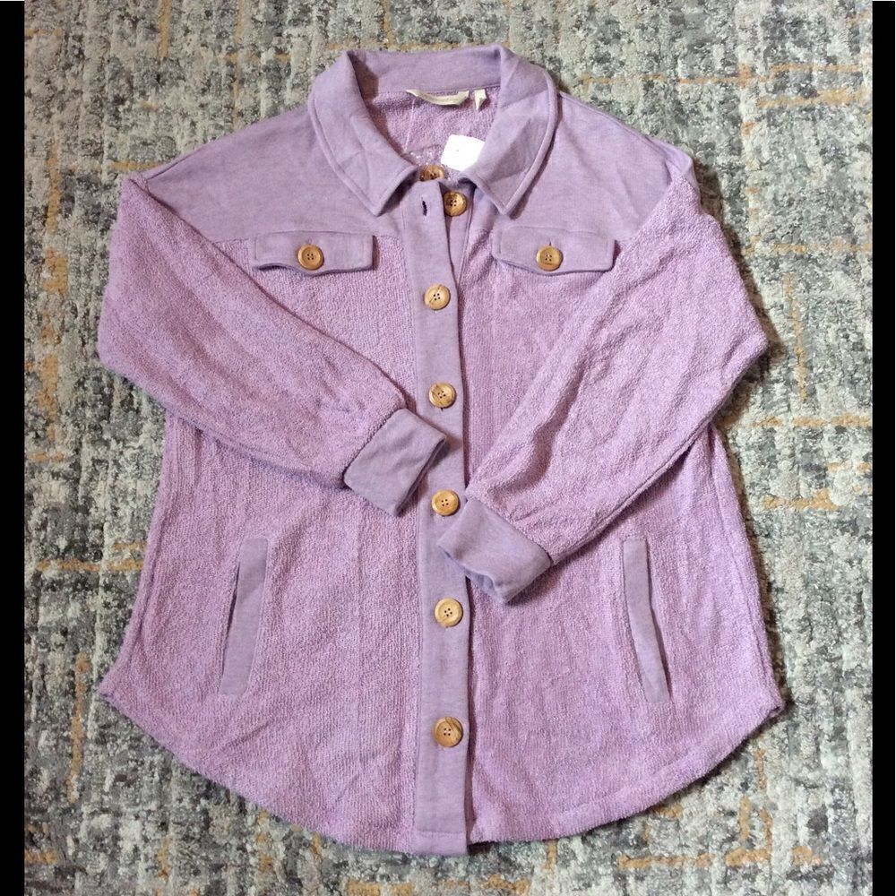 SOFT SURROUNDINGS TERRY KNIT SHACKET/SHIRT! NWT! M